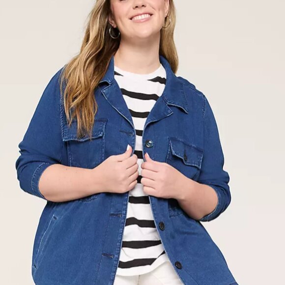 Lane Bryant Blue Denim jacket light material (Cinch Jacket) - Picture 4 of 4